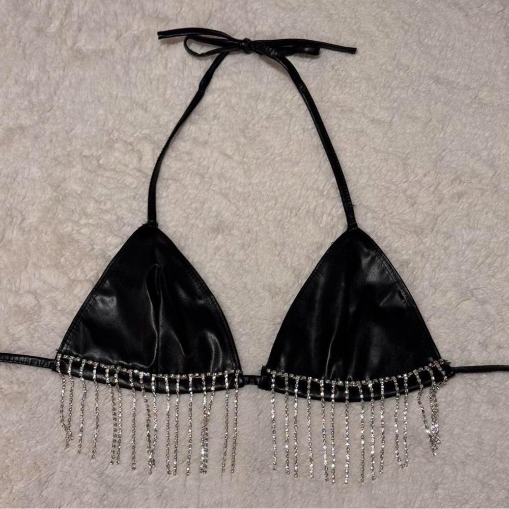 12th Tribe faux leather bra top